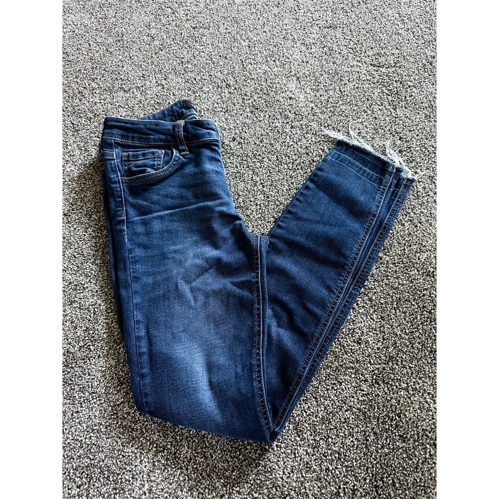 Prosperity Jeans Womens Size 28 Medium Blue Skinny Stretch Raw Hem